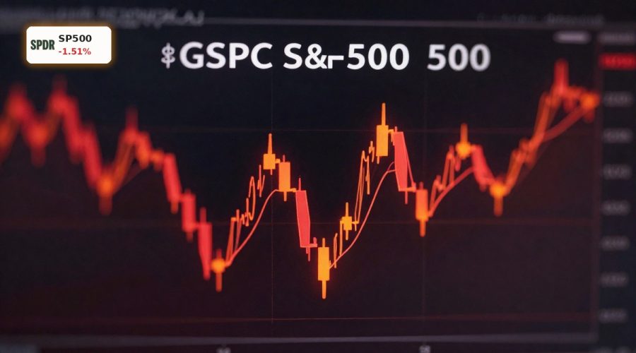 Bearish candlestick chart of S&P 500 Recession Risk with rising volatility signals
