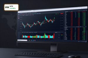 S&P 500 Middle East Conflict risk shown by volatile stock and oil market screens