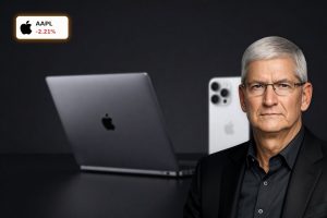 Apple Product Launch with MacBook Neo and iPhone 17e budget lineup on dark premium background