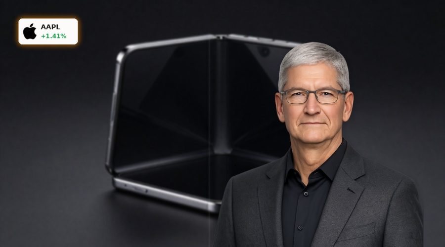 Premium foldable iPhone concept on dark background highlighting Apple Foldable Forecast demand boom