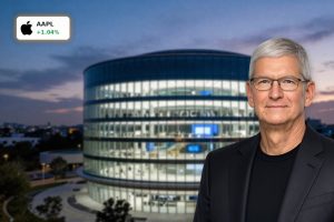 Apple Park at dusk symbolizing Apple CEO Transition and hardware-led AI strategy