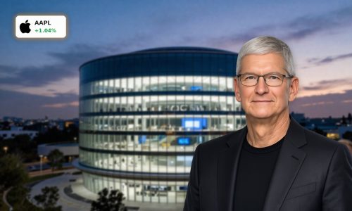Apple Park at dusk symbolizing Apple CEO Transition and hardware-led AI strategy
