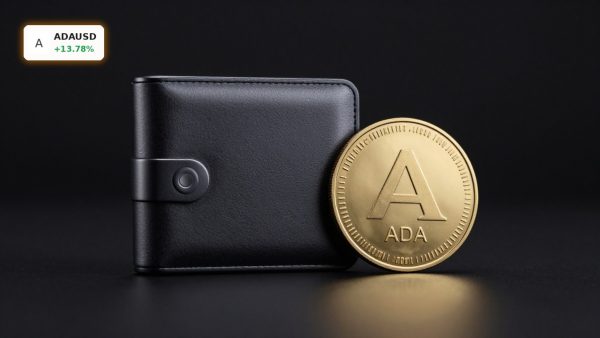 Cardano Governance ADA coin beside secure crypto wallet, symbolizing Chang upgrade and wallet security
