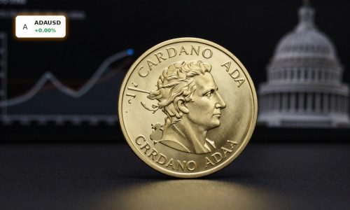 Cardano ADA coin under spotlight symbolizing Cardano Regulation clarity amid market capitulation risks