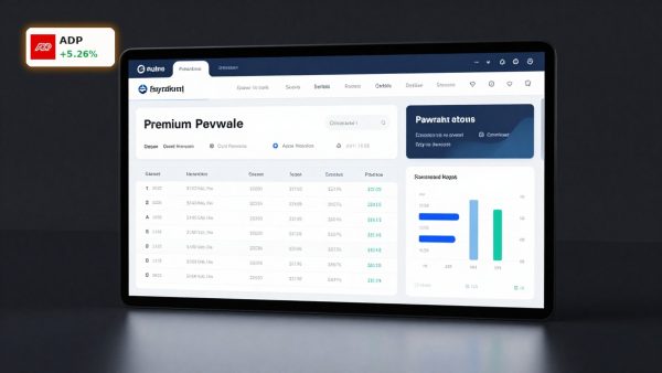 ADP Employment Report concept with payroll analytics tools and hiring data theme on a dark premium background