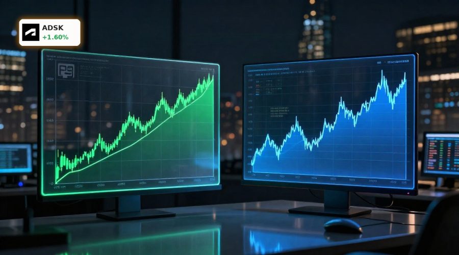 Autodesk Valuation contrasted with Snowflake risk through stable vs volatile stock charts