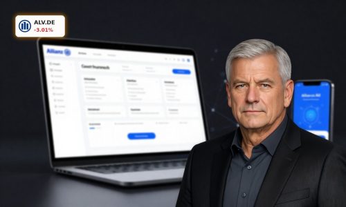 Allianz AI Strategy concept with digital insurance platform and AI interface