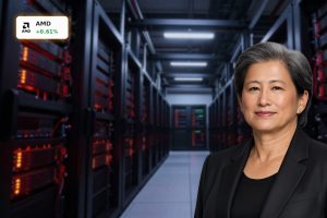 High-end AI data center racks symbolize AMD AI Strategy and data-center growth