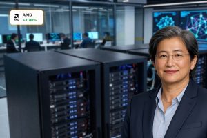 Advanced Micro Devices AI Strategy visualized through high-end AI data center servers and accelerators.