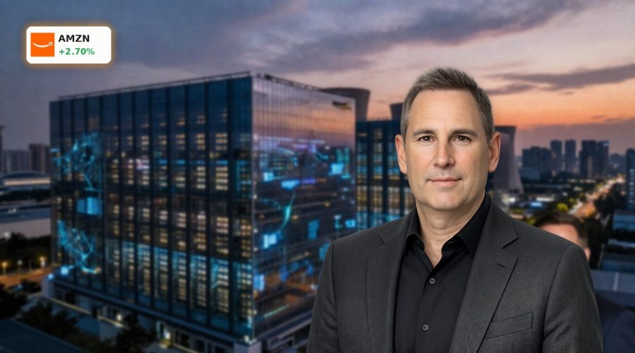 Amazon Anthropic Deal visualized with AWS cloud data center and AI infrastructure scale