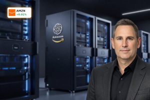 High-end AWS data center and AI chips symbolizing $50B Amazon OpenAI-Partnership cloud and capex boom