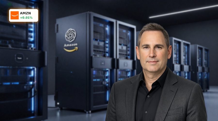 High-end AWS data center and AI chips symbolizing $50B Amazon OpenAI-Partnership cloud and capex boom