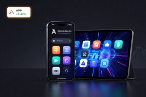 AppLovin Earnings driven by Axon 2.0 AI ad engine visualized with premium mobile adtech setup
