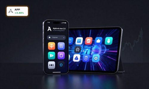 AppLovin Earnings driven by Axon 2.0 AI ad engine visualized with premium mobile adtech setup