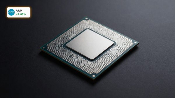 Arm Holdings CPU Renaissance highlighted by premium server CPU chip in dramatic dark product shot