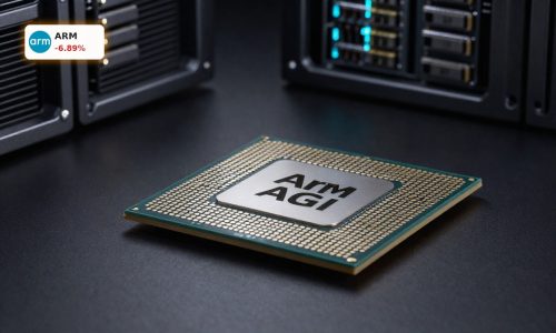 Arm AI Strategy AGI CPU chip close-up highlighting advanced AI data center hardware