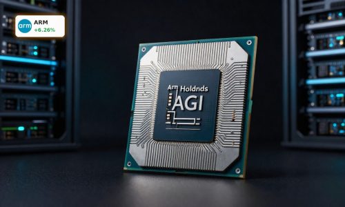 Arm Holdings AGI CPU on sleek server board symbolizing AI data-center growth
