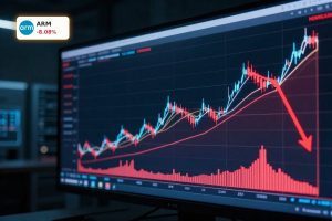 Arm Holdings AI CPU Boom stock volatility with sharp pullback after steep AI-driven rally.