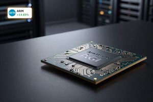 Arm Holdings Earnings boosted by AI data center demand, close-up of premium Arm AGI CPU chip