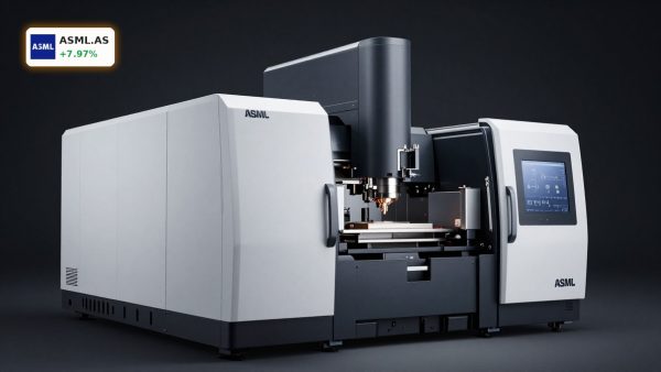 ASML High-NA EUV lithography system for advanced AI chip manufacturing in premium studio lighting
