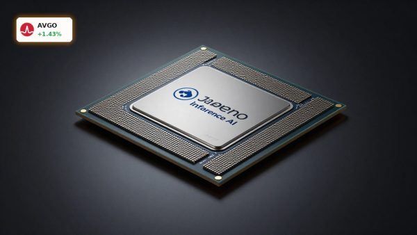 Broadcom AI Chip Jalapeno processor in premium studio lighting for AI inference workloads