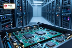 Broadcom AI Chips powering advanced data center servers for hyperscaler cloud platforms.