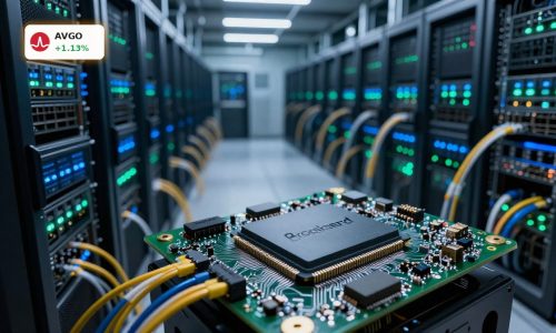 High-end data center and custom chip hardware illustrating Broadcom AI Strategy and hyperscaler partnerships.
