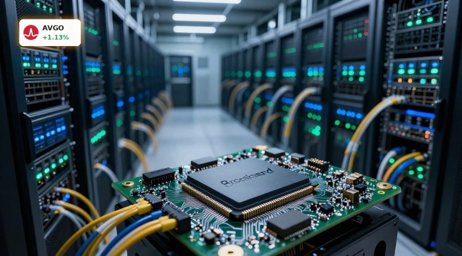High-end data center and custom chip hardware illustrating Broadcom AI Strategy and hyperscaler partnerships.