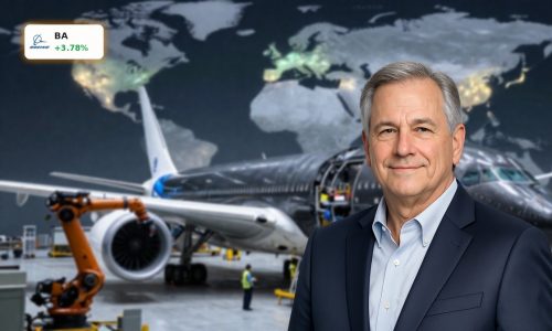 Boeing Supply Chain Risk highlighted by widebody jet assembly and composite parts in a high-tech factory