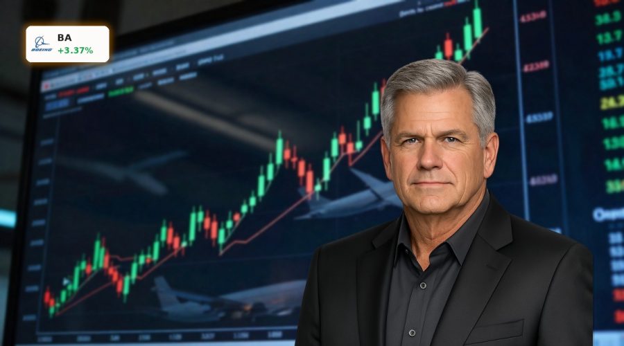 Boeing Earnings reaction shown by volatile stock chart in aviation-focused trading floor