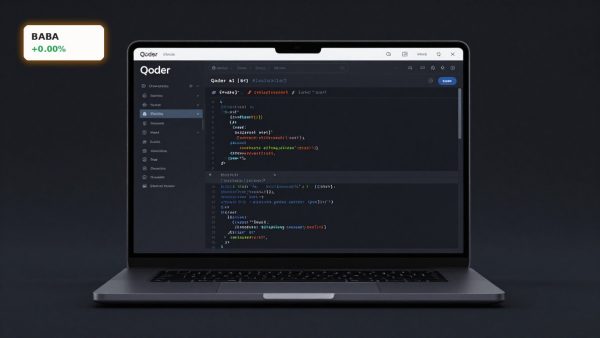 Alibaba Claude Code Ban concept with secure AI coding platform on laptop in dark enterprise setting
