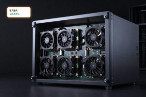 Alibaba Chip Smuggling risk highlighted by AI server racks with advanced chips in a secure data center