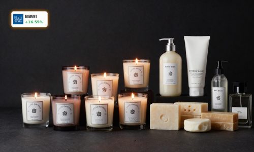 Bath & Body Works Earnings highlighted by premium candles, soaps, and body care products in a luxury retail display