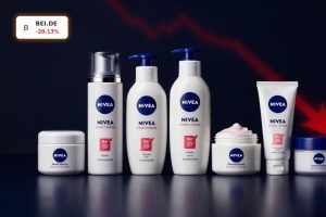 Beiersdorf Forecast under pressure symbolized by Nivea products in dramatic lighting