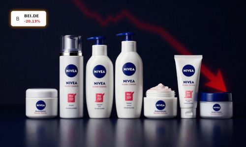 Beiersdorf Forecast under pressure symbolized by Nivea products in dramatic lighting