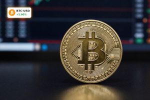 Premium Bitcoin coin close-up for Bitcoin Market Analysis near record highs