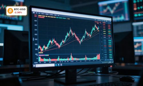 Bitcoin Market Rally stalls near key resistance with traders watching volatile BTC price action on screens.