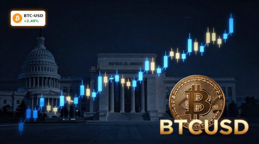 Bullish BTCUSD candlestick chart symbolizing Bitcoin Regulation rally and ETF-driven gains