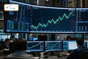 Citigroup Earnings beat expectations as a rising stock chart signals a 3.2% profit-driven rally.