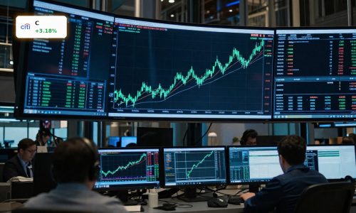 Citigroup Earnings beat expectations as a rising stock chart signals a 3.2% profit-driven rally.