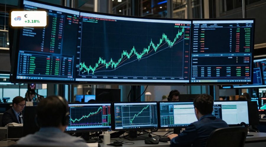 Citigroup Earnings beat expectations as a rising stock chart signals a 3.2% profit-driven rally.