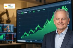 Caterpillar CFO Change drives strong CAT stock rally in trading room scene.