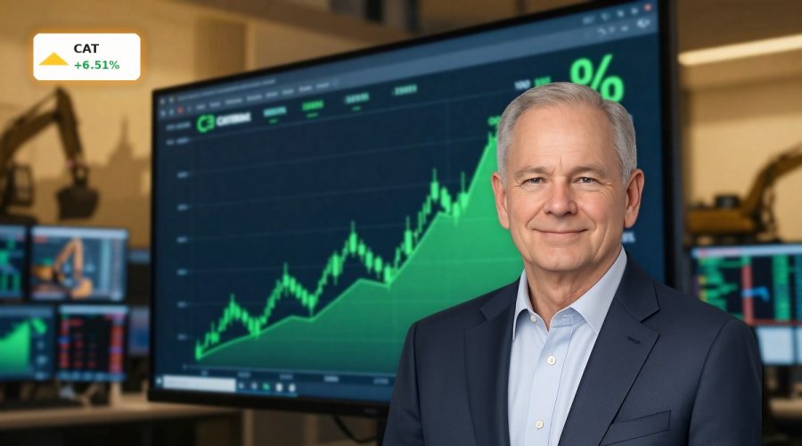 Caterpillar CFO Change drives strong CAT stock rally in trading room scene.
