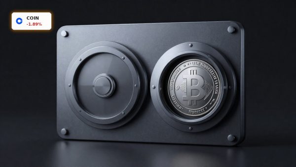 Coinbase Tokenization concept with tokenized equity asset and secure digital custody on dark background
