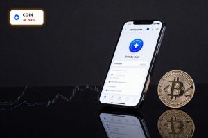 Coinbase Earnings reaction reflected in premium smartphone trading app and crypto coin setup