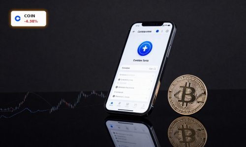 Coinbase Earnings reaction reflected in premium smartphone trading app and crypto coin setup