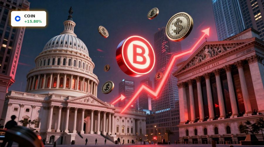Coinbase Stablecoin Regulation spotlight as stock surges on USDC yield and GENIUS Act hopes