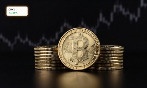 USDC stablecoin coins under moody light reflecting Circle Clarity Act Regulation impact on yields