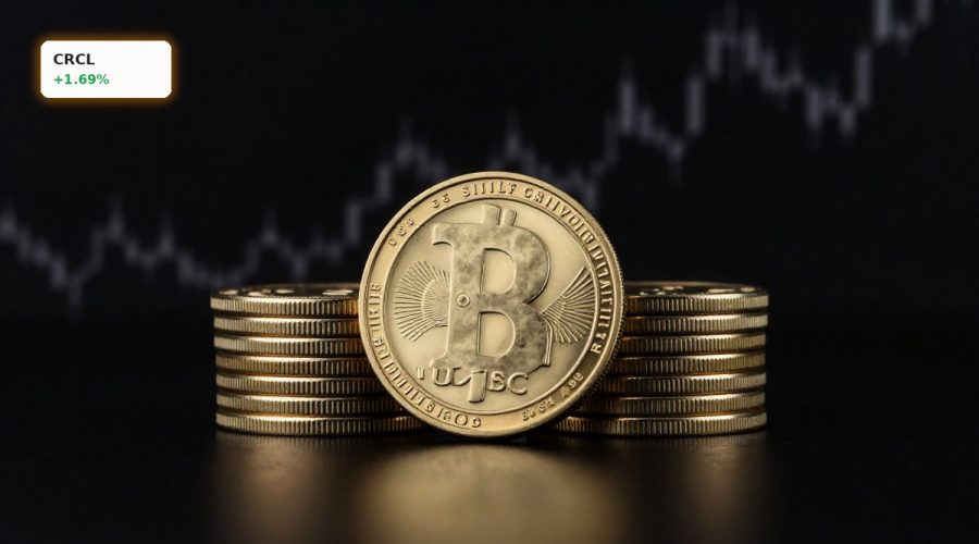 USDC stablecoin coins under moody light reflecting Circle Clarity Act Regulation impact on yields