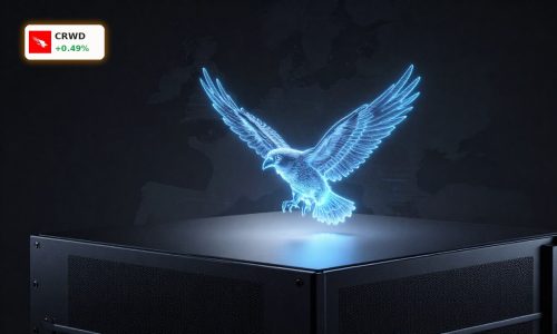 CrowdStrike Forecast visualized with AI-powered Falcon cybersecurity platform and EU data sovereignty theme